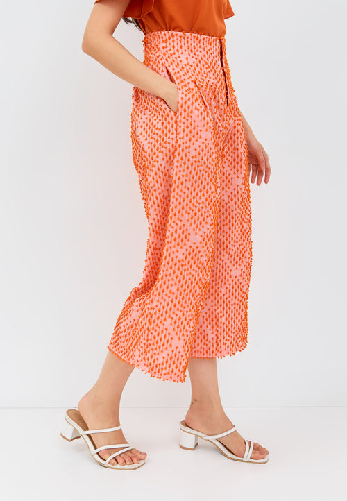 3D Tenun Orange High Waist Pants