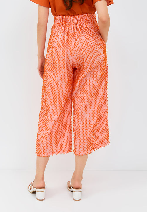 3D Tenun Orange High Waist Pants