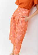 3D Tenun Orange High Waist Pants