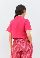 Fuchsia Sleeve Crop Top
