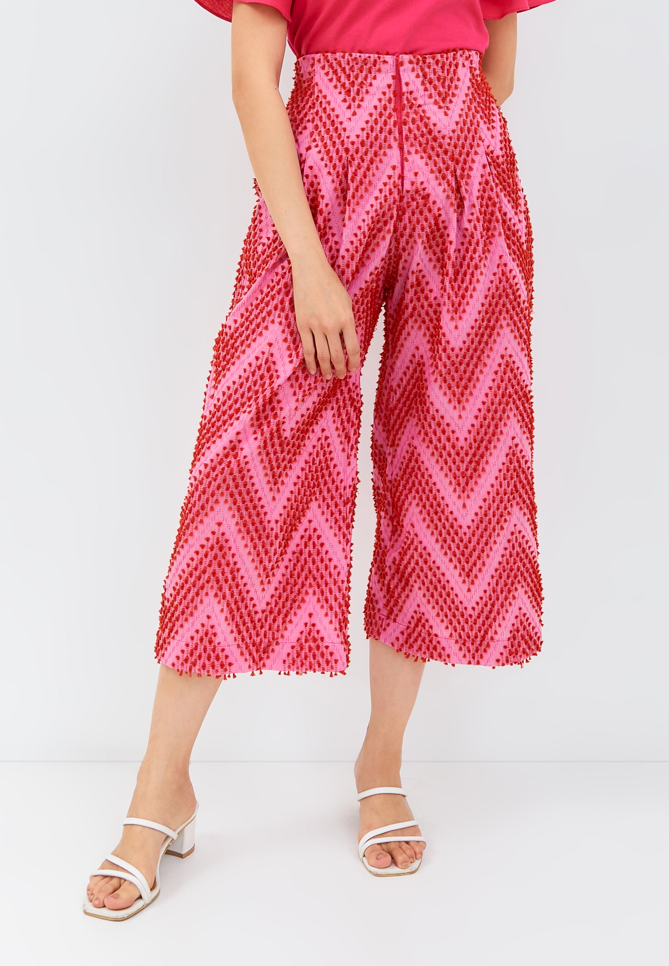 3D Tenun Fuchsia High Waist Pants