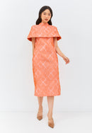 3D Tenun Orange Shift Dress