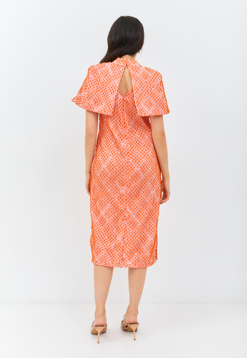 3D Tenun Orange Shift Dress