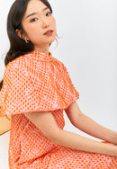 3D Tenun Orange Shift Dress