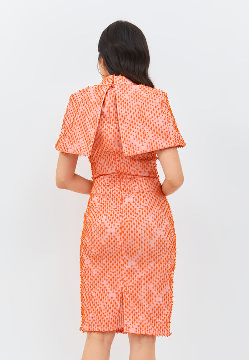 3D Tenun Orange Cheongsam Dress
