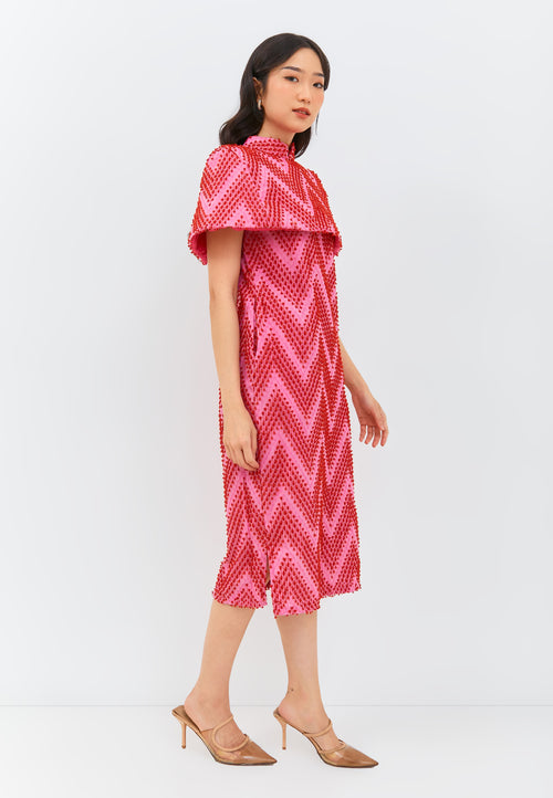 3D Tenun Fuchsia Shift Dress