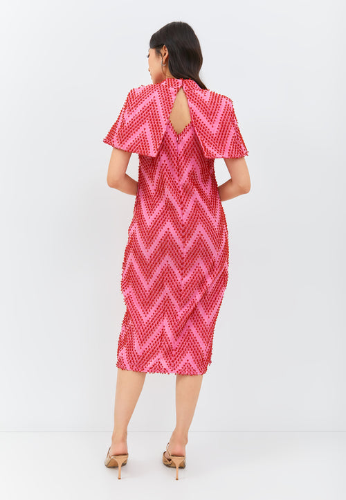 3D Tenun Fuchsia Shift Dress
