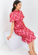 3D Tenun Fuchsia Shift Dress
