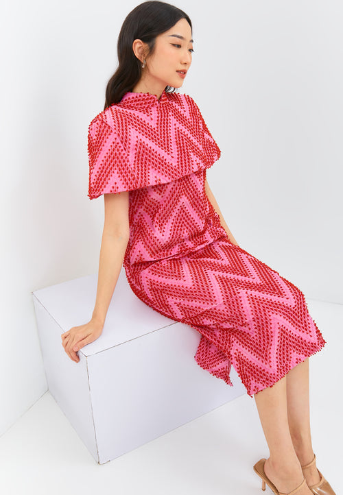 3D Tenun Fuchsia Shift Dress