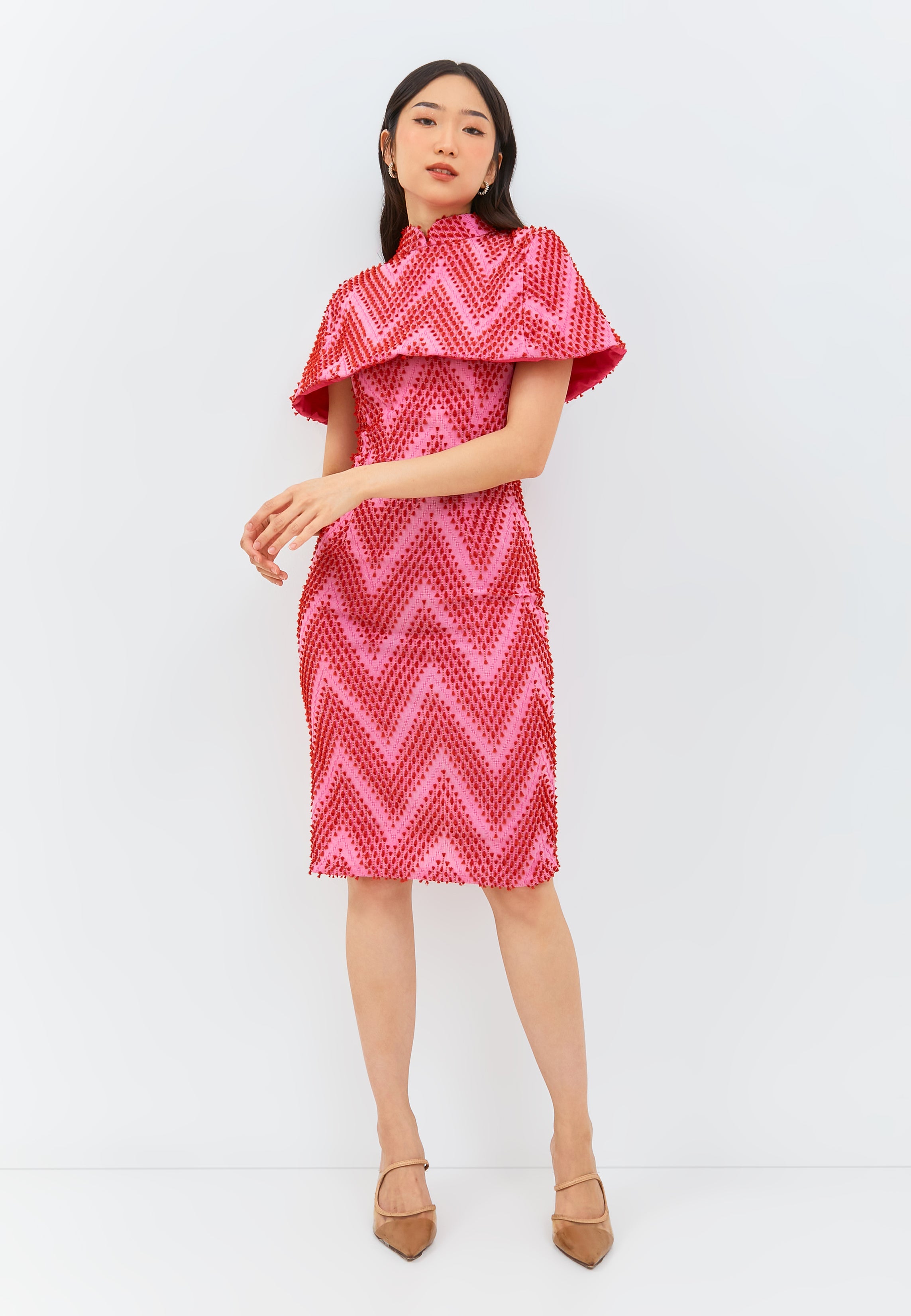 3D Tenun Fuchsia Cheongsam Dress