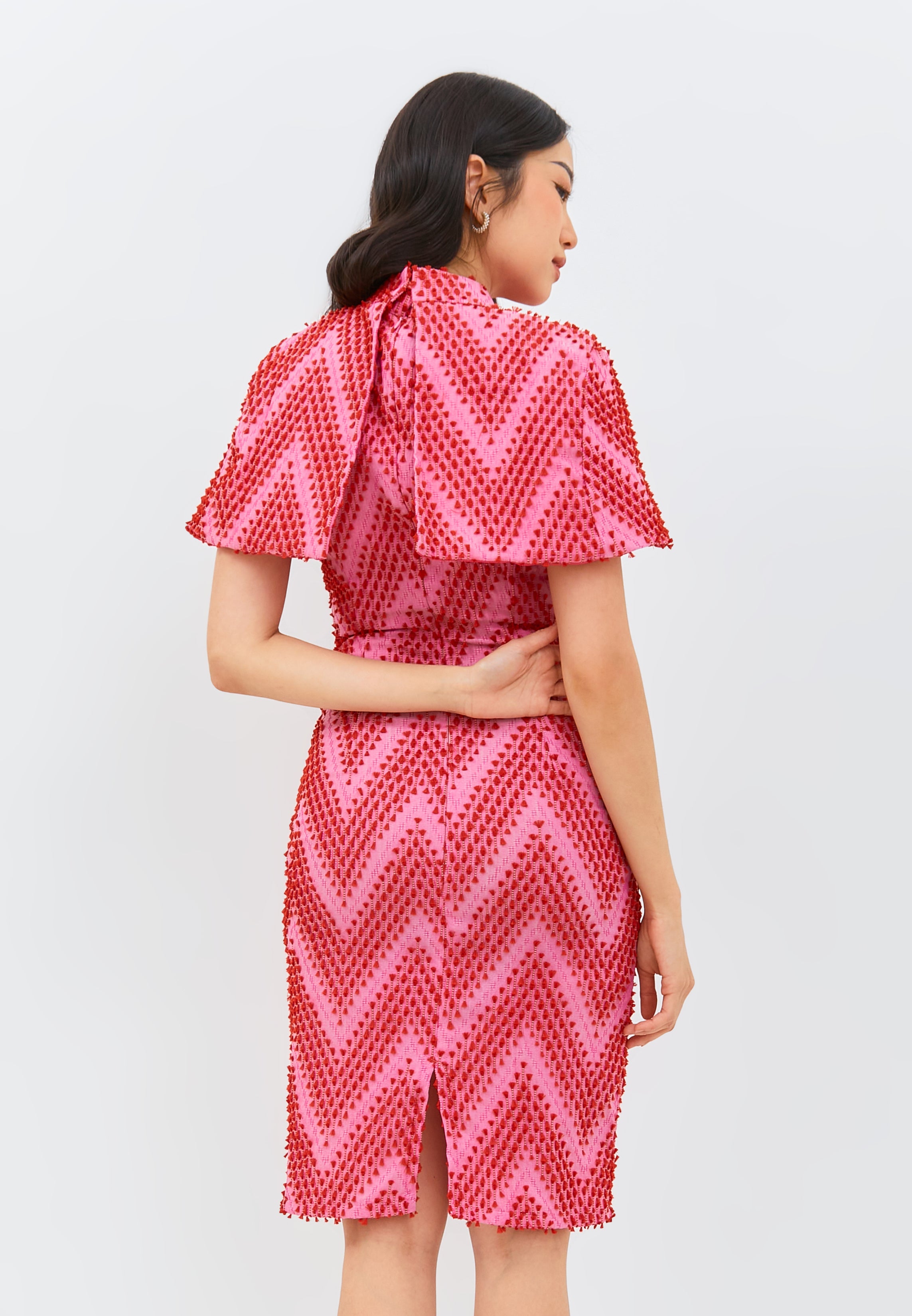 3D Tenun Fuchsia Cheongsam Dress