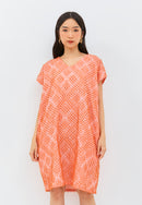 3D Tenun Orange Kimono Dress