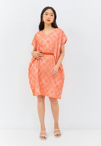 3D Tenun Orange Kimono Dress