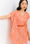 3D Tenun Orange Kimono Dress