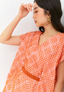 3D Tenun Orange Kimono Dress