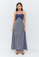 PEACOCK Navy Lace Halter Dress