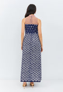 PEACOCK Navy Lace Halter Dress