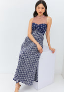 PEACOCK Navy Lace Halter Dress