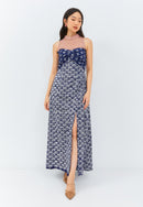 PEACOCK Navy Lace Halter Dress