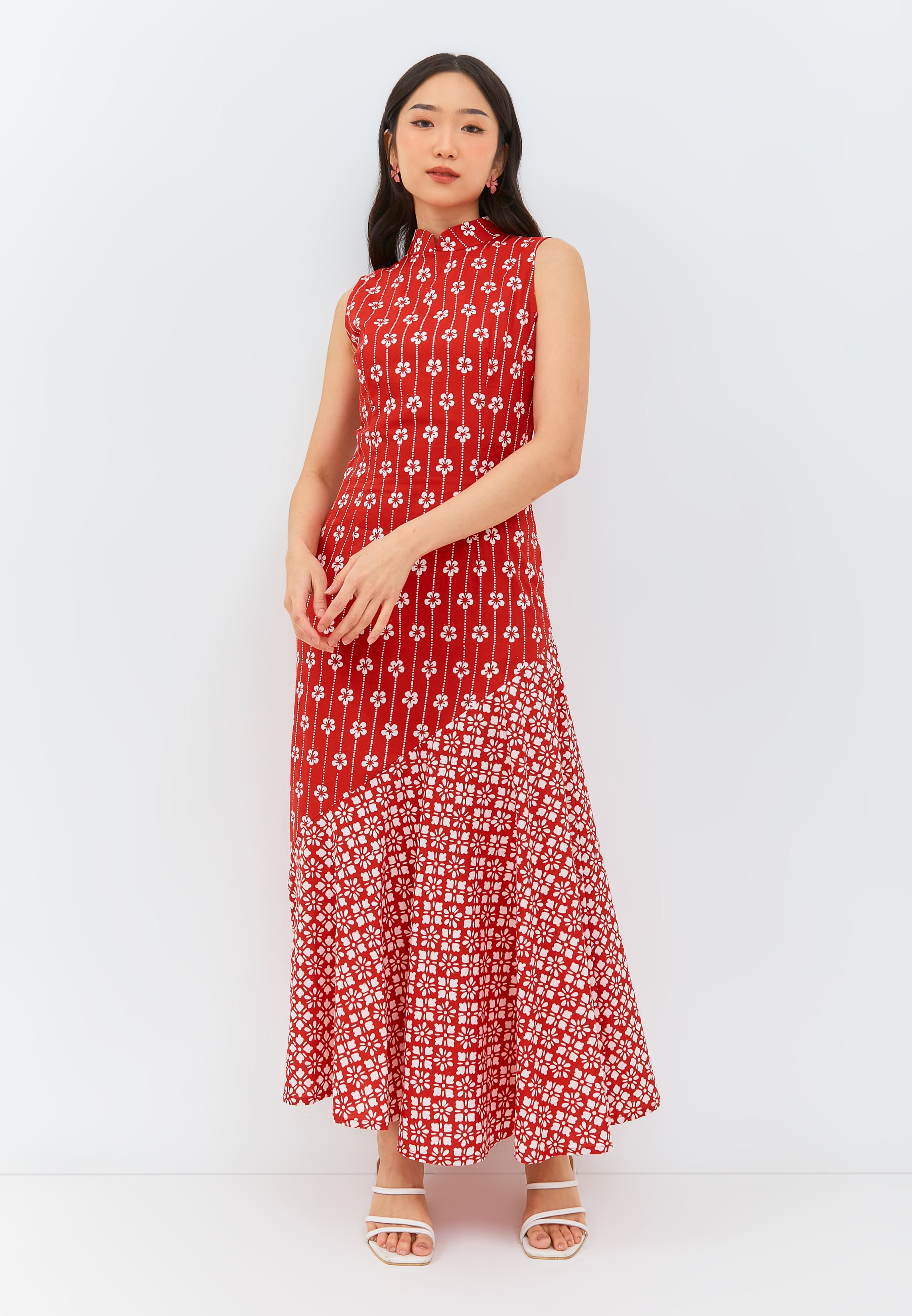 FLOWER Red Batik Mermaid Dress