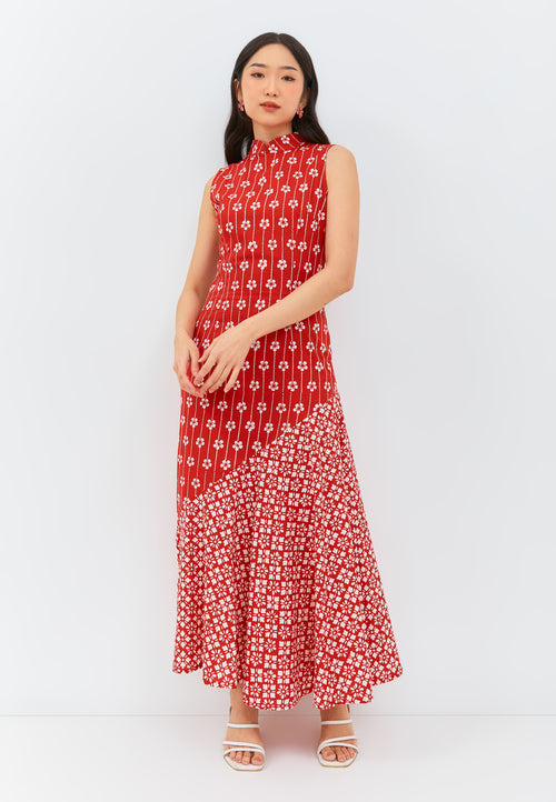 FLOWER Red Batik Mermaid Dress