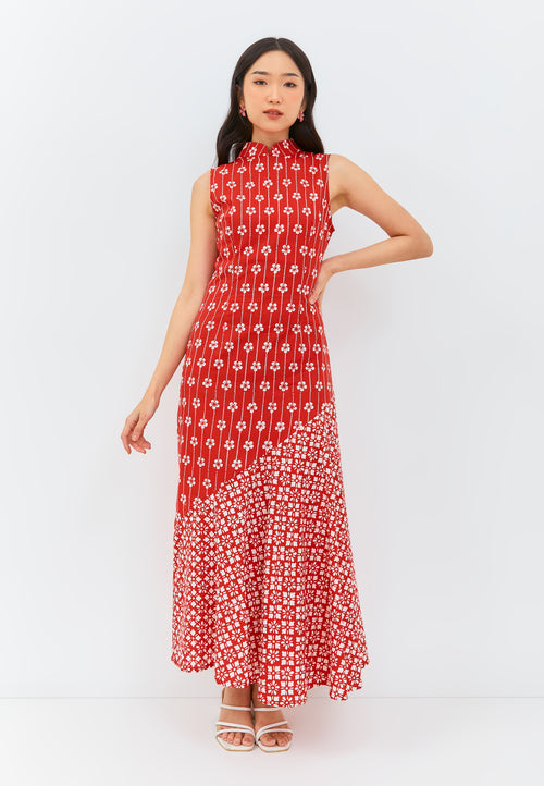FLOWER Red Batik Mermaid Dress