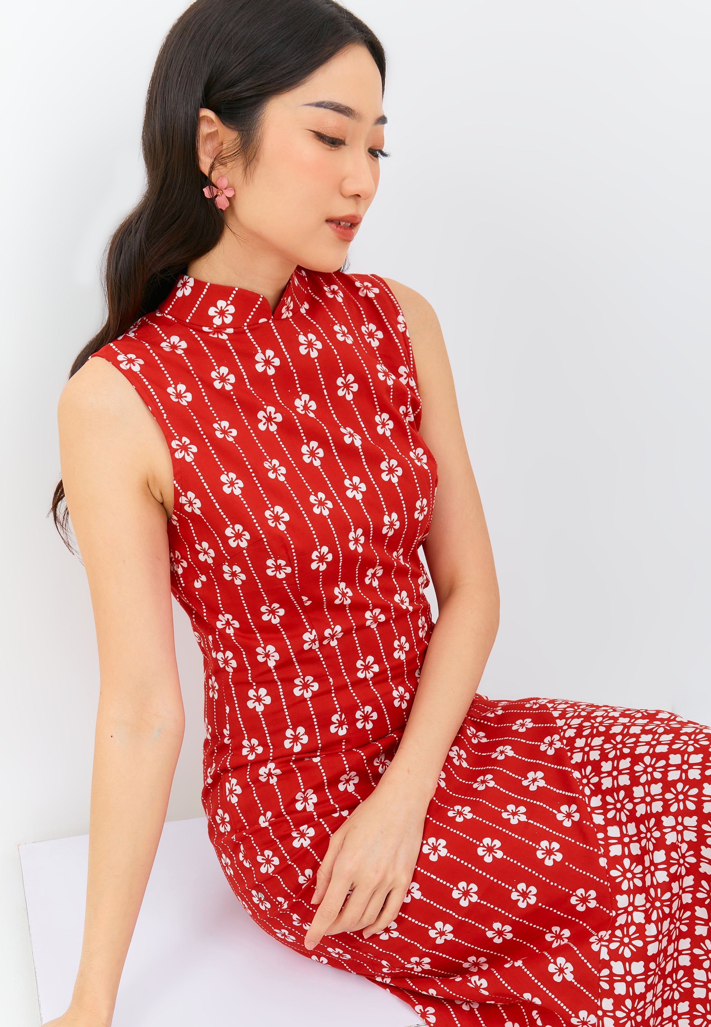 FLOWER Red Batik Mermaid Dress