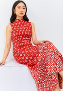 FLOWER Red Batik Mermaid Dress