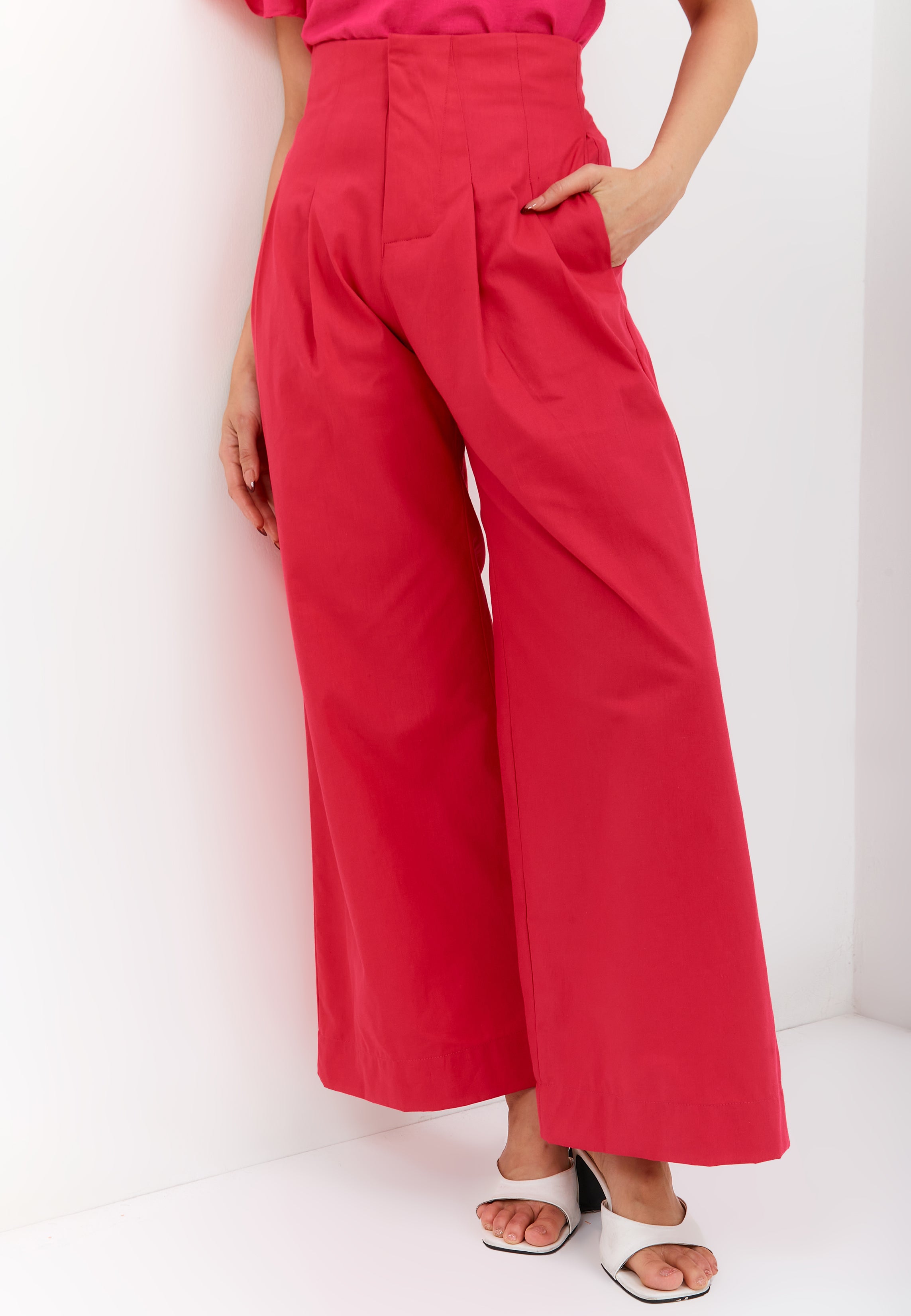Fuchsia High Waist Pants Maxi