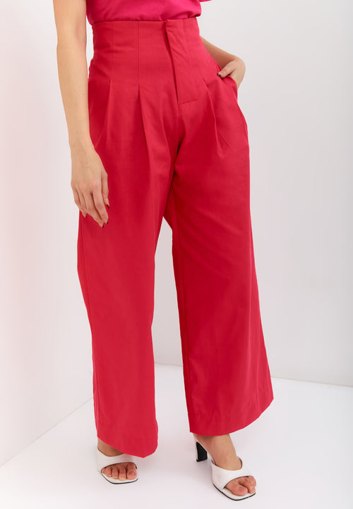 Fuchsia High Waist Pants Maxi