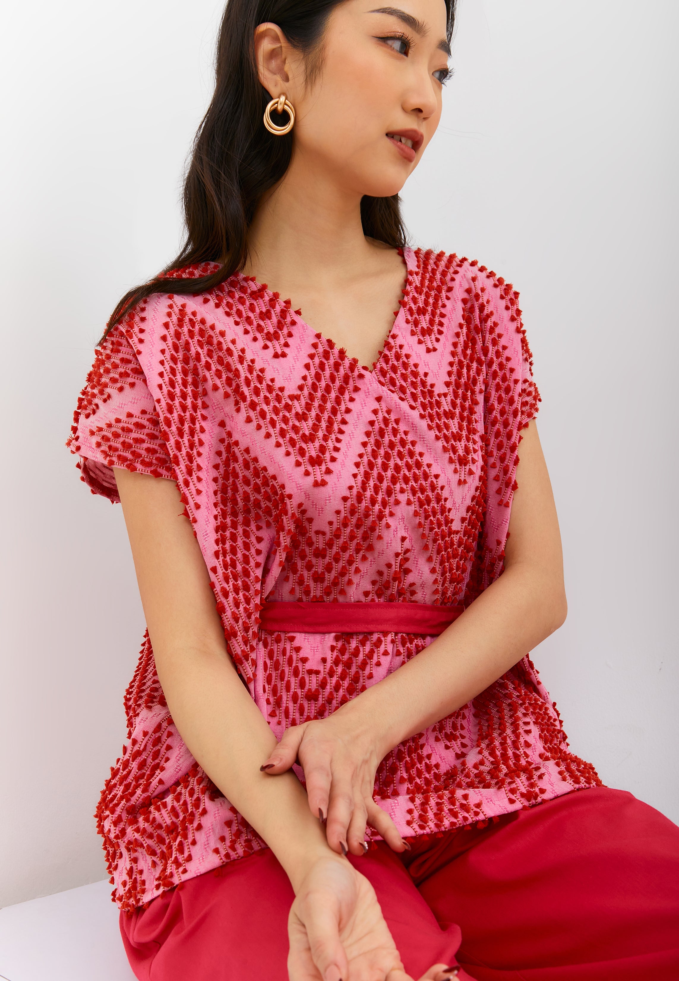3D Tenun Fuchsia Multiway Top