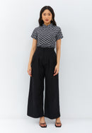 Linen Black High Waist Pants Maxi