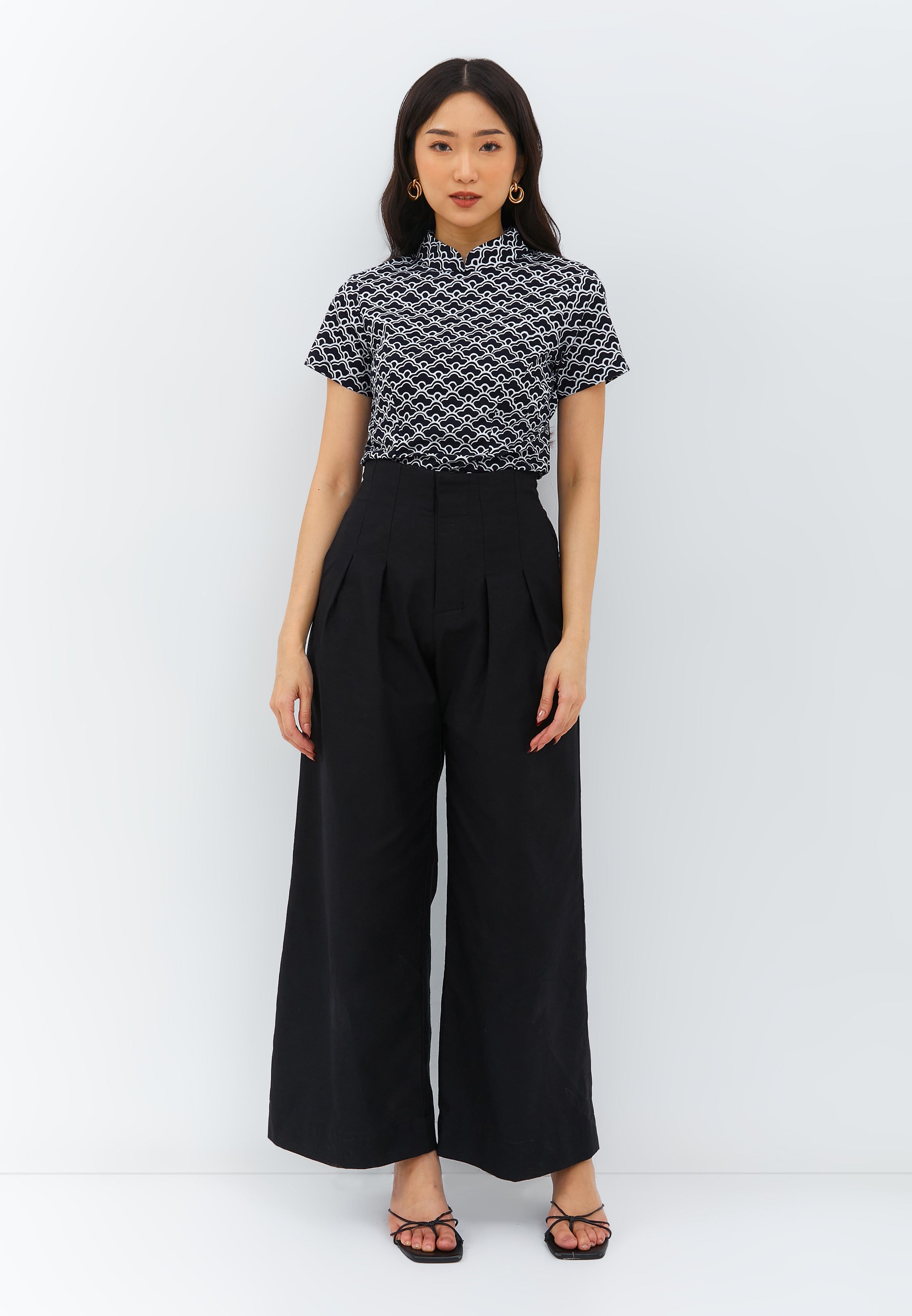 Linen Black High Waist Pants Maxi