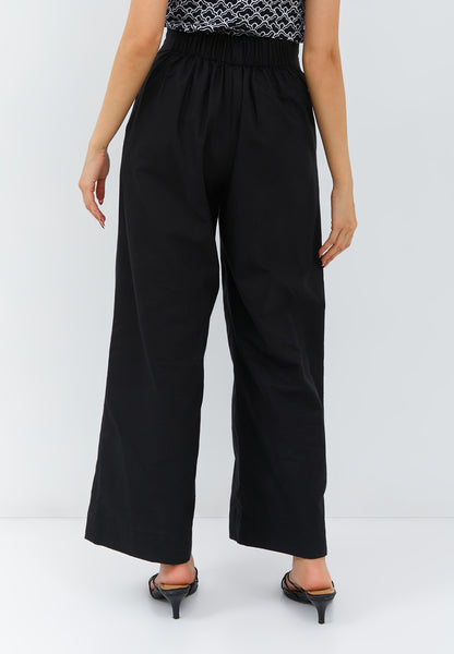Linen Black High Waist Pants Maxi