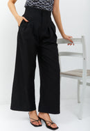 Linen Black High Waist Pants Maxi