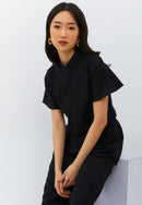 Linen Black Sleeve Crop Top