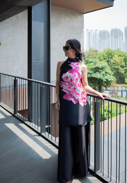 BLACK Satin Maxi Circle Culottes