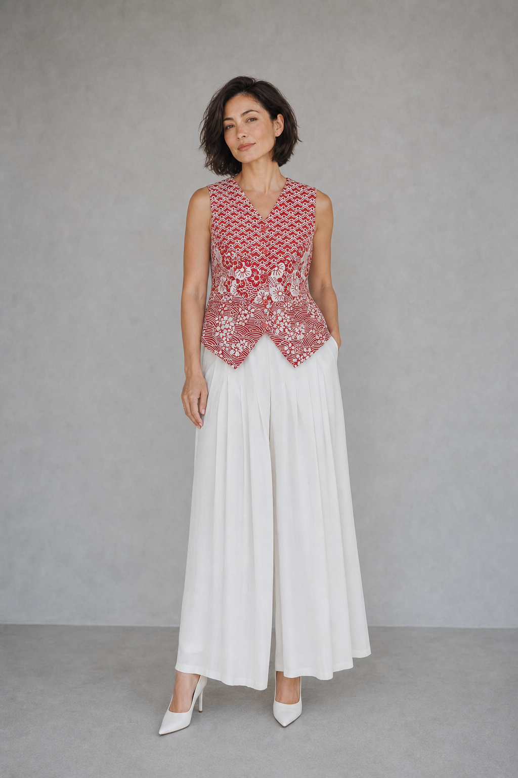 Kintsugi Red Batik Vest Top