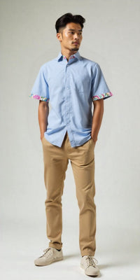 LIGHT BLUE Man Shirt with Point Collar in Phoenix