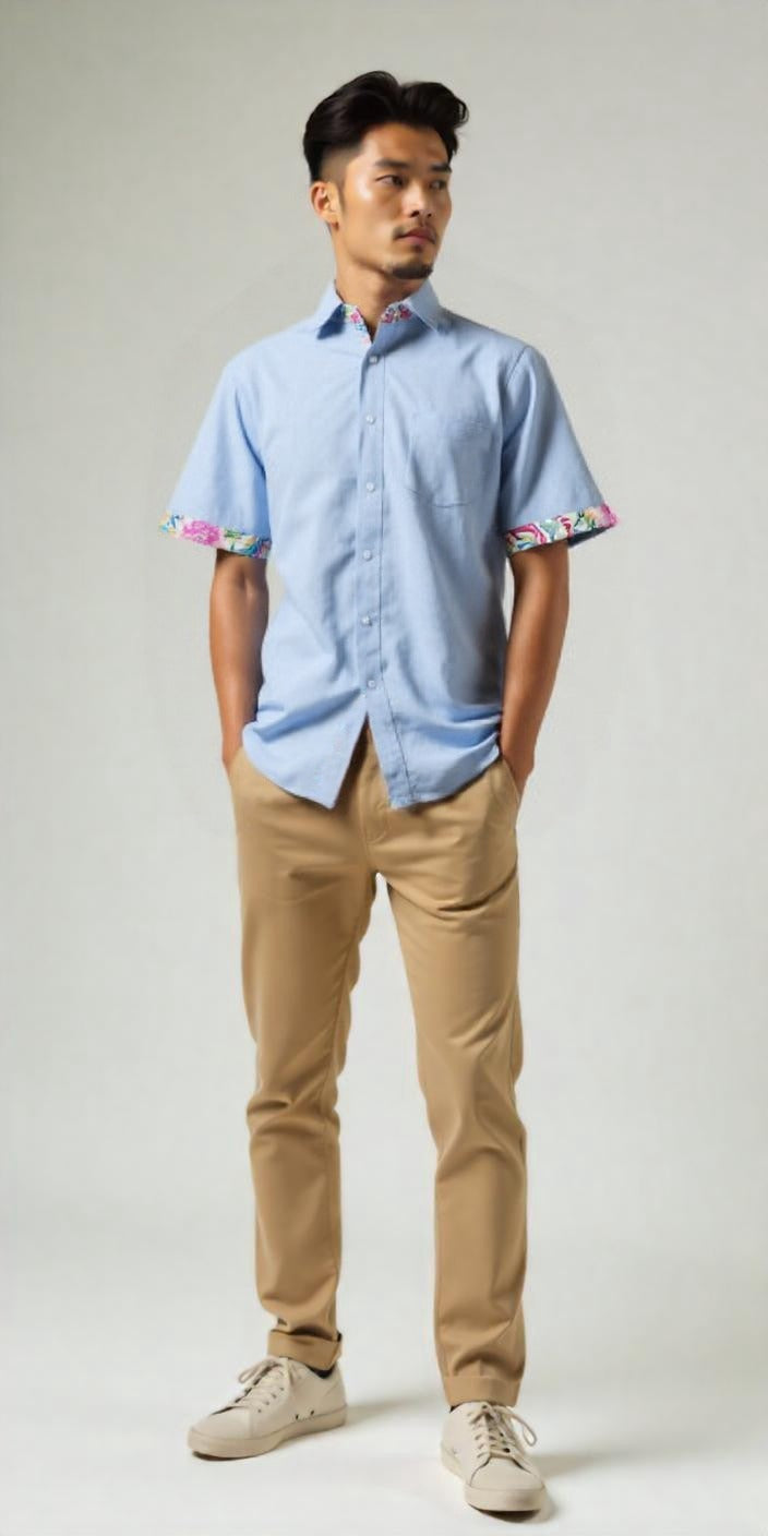 LIGHT BLUE Man Shirt with Point Collar in Phoenix