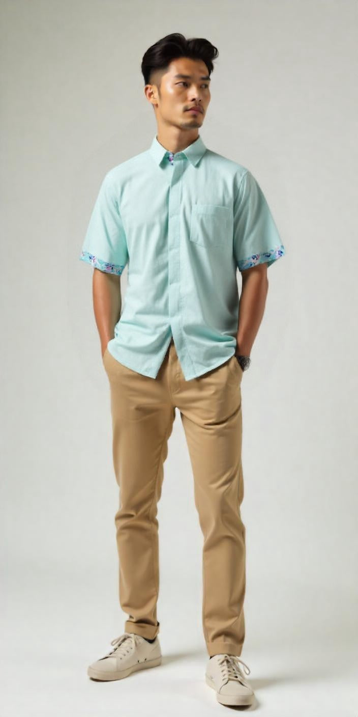 MINT Man Shirt with Point Collar in Chinese Floral