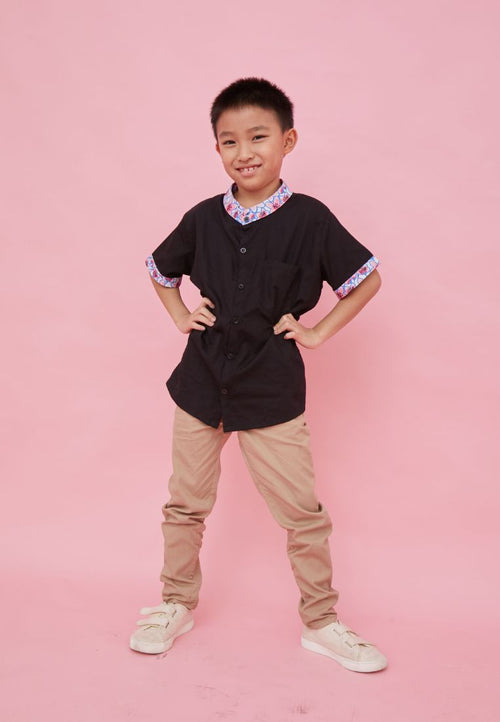CHERRY BLOSSOM Black Boy Shirt