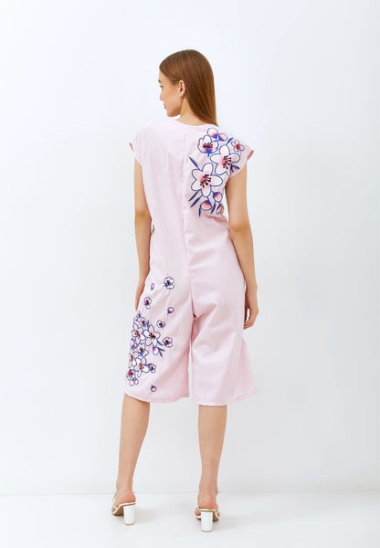 CHERRY BLOSSOM Embroidery Pink Jumpsuit