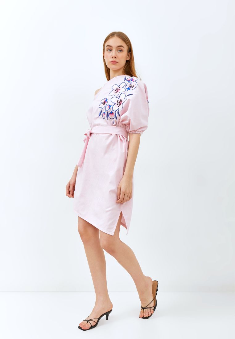 CHERRY BLOSSOM Embroidery Pink Toga Dress