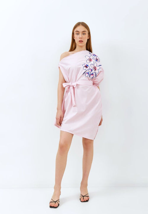 CHERRY BLOSSOM Embroidery Pink Toga Dress