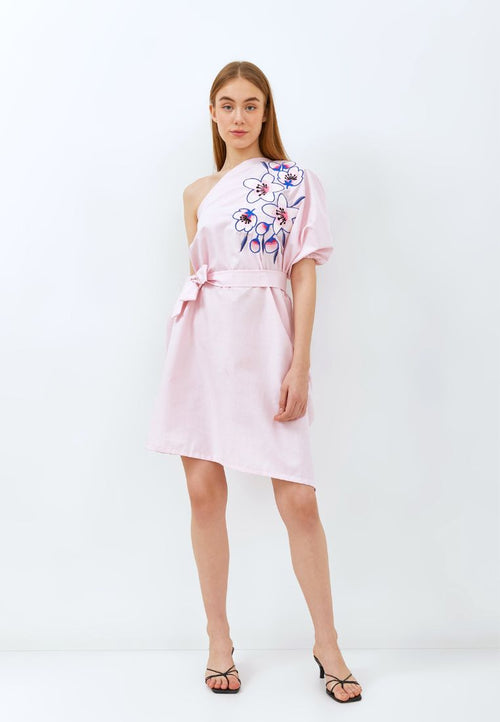 CHERRY BLOSSOM Embroidery Pink Toga Dress