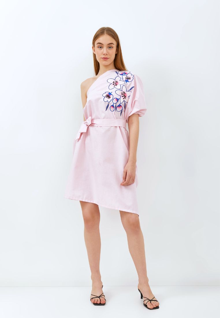 CHERRY BLOSSOM Embroidery Pink Toga Dress