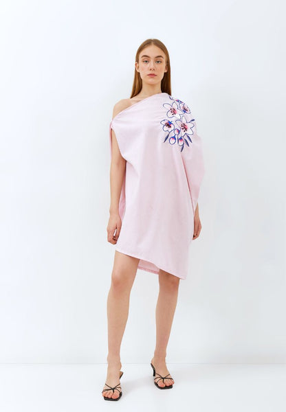 CHERRY BLOSSOM Embroidery Pink Toga Dress