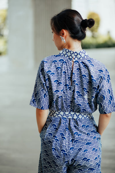 SEIGAIHA せいがいは Batik Jumpsuit NAVY