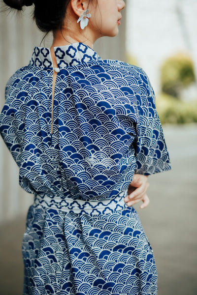 SEIGAIHA せいがいは Batik Jumpsuit NAVY